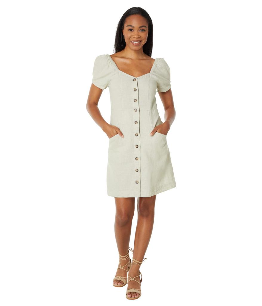 Linen-Cotton Puff-Sleeve Mini Dress商品第4张图片规格展示