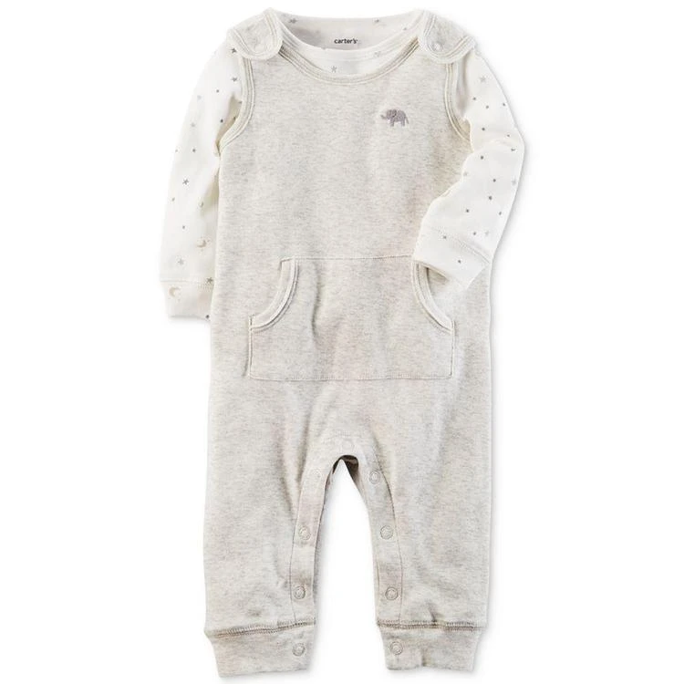 商品Carter's|2-Pc. Cotton Star-Print T-Shirt & Elephant Coverall Set, Baby Boys & Girls,价格¥75,第1张图片