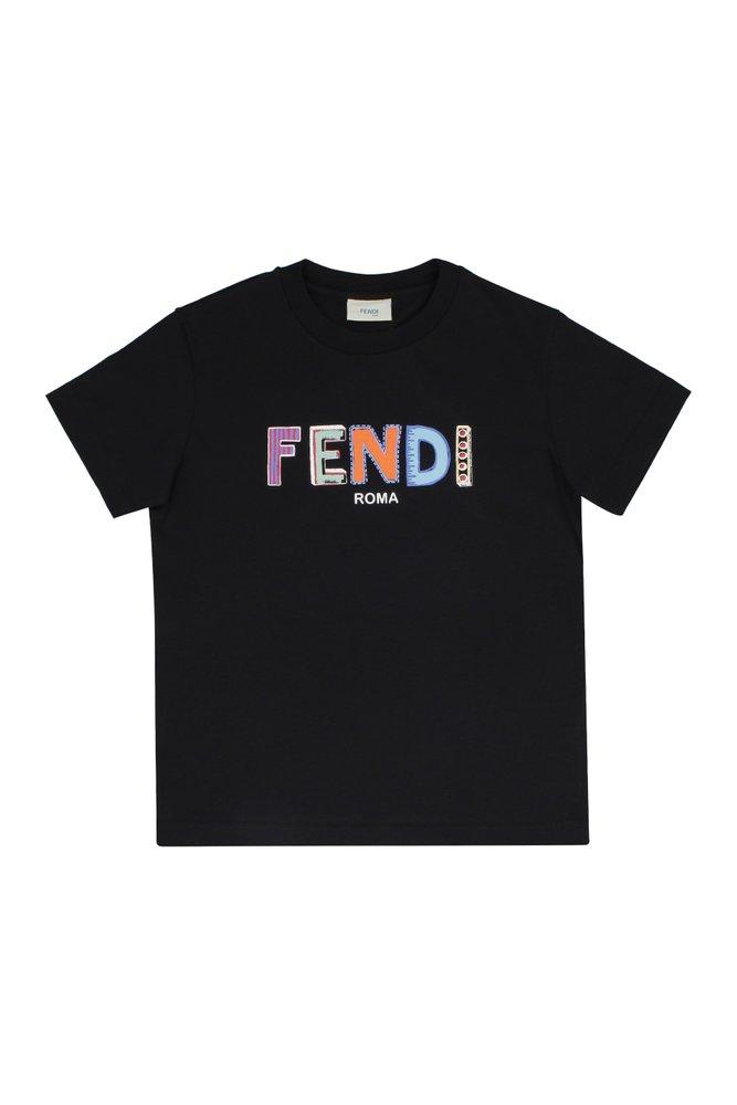 Fendi Kids Logo Printed Crewneck T-Shirt商品第1张图片规格展示