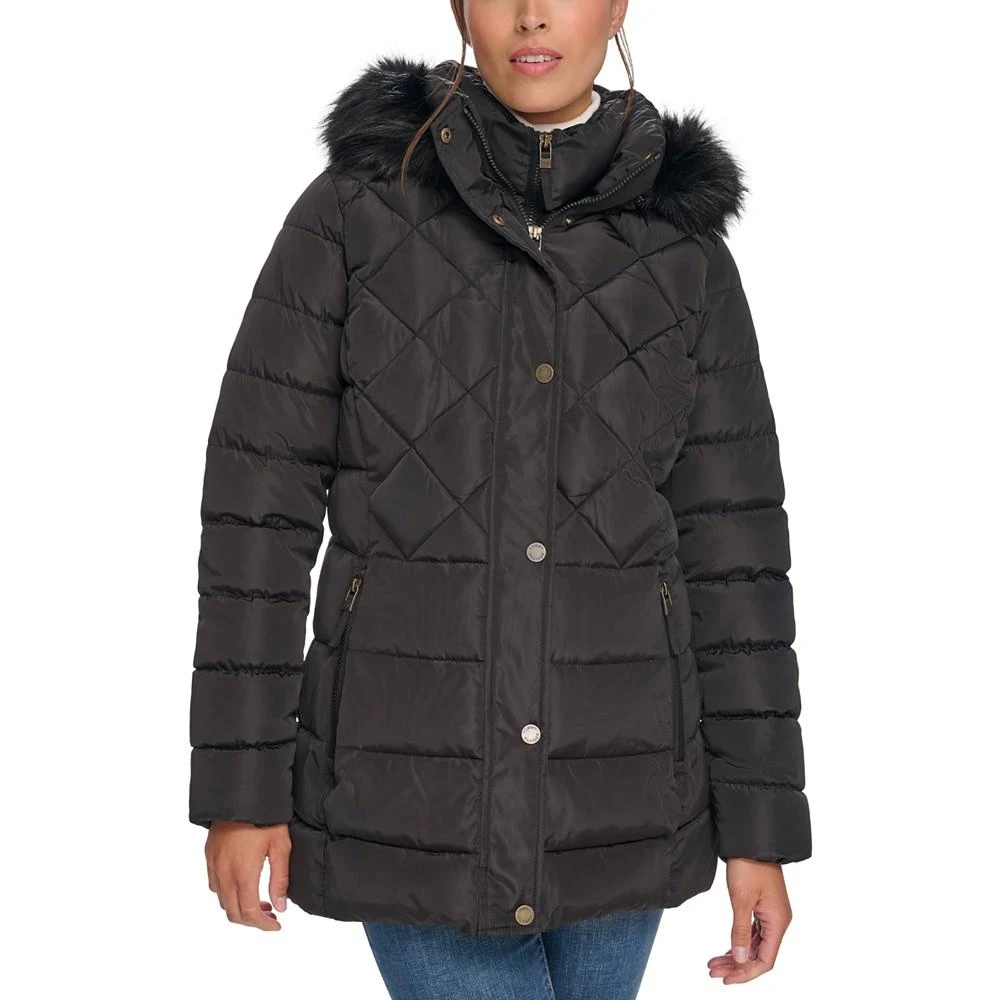 商品Tommy Hilfiger|Women's Bibbed Faux-Fur-Trim Hooded Puffer Coat, Created for Macy's,价格¥649,第1张图片