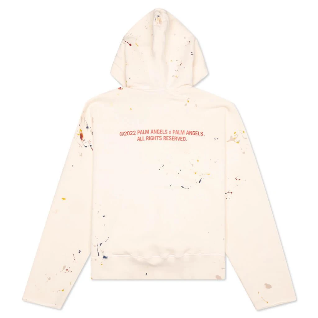 商品Palm Angels|PXP Painted Raw Cut Hoodie - Off White,价格¥4706,第2张图片详细描述