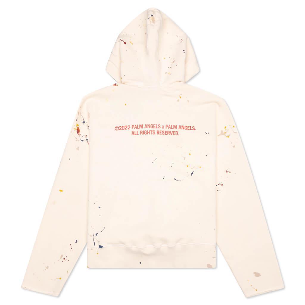 商品Palm Angels|Palm Angels PXP Painted Raw Cut Hoodie - Off White,价格¥6541,第4张图片详细描述