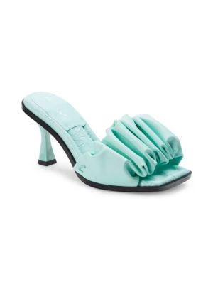 商品Giuseppe Zanotti|Slade Embossed Leather Ruched Heel Sandals,价格¥188,第2张图片详细描述