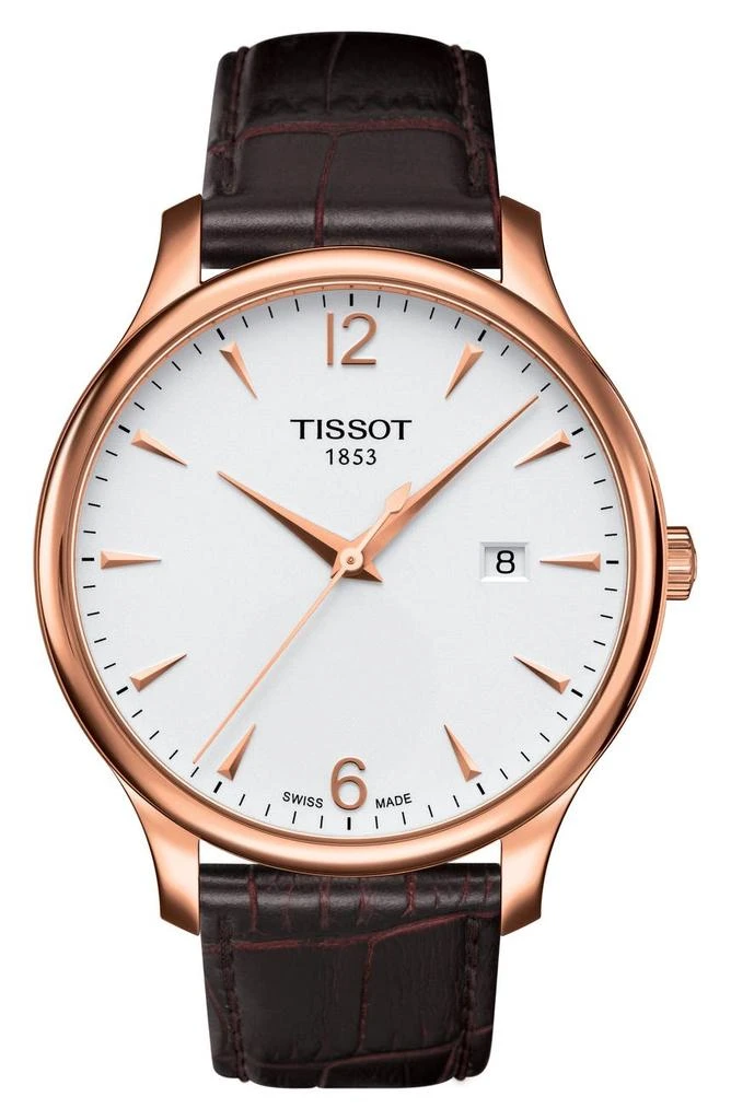 商品Tissot|Tradition Leather Strap Watch, 42mm,价格¥1575,第1张图片