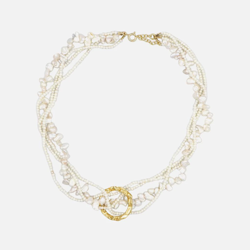 商品Hermina Athens|Hermina Athens Women's Full Moon Tangled Pearl Necklace - Gold,价格¥1415,第1张图片