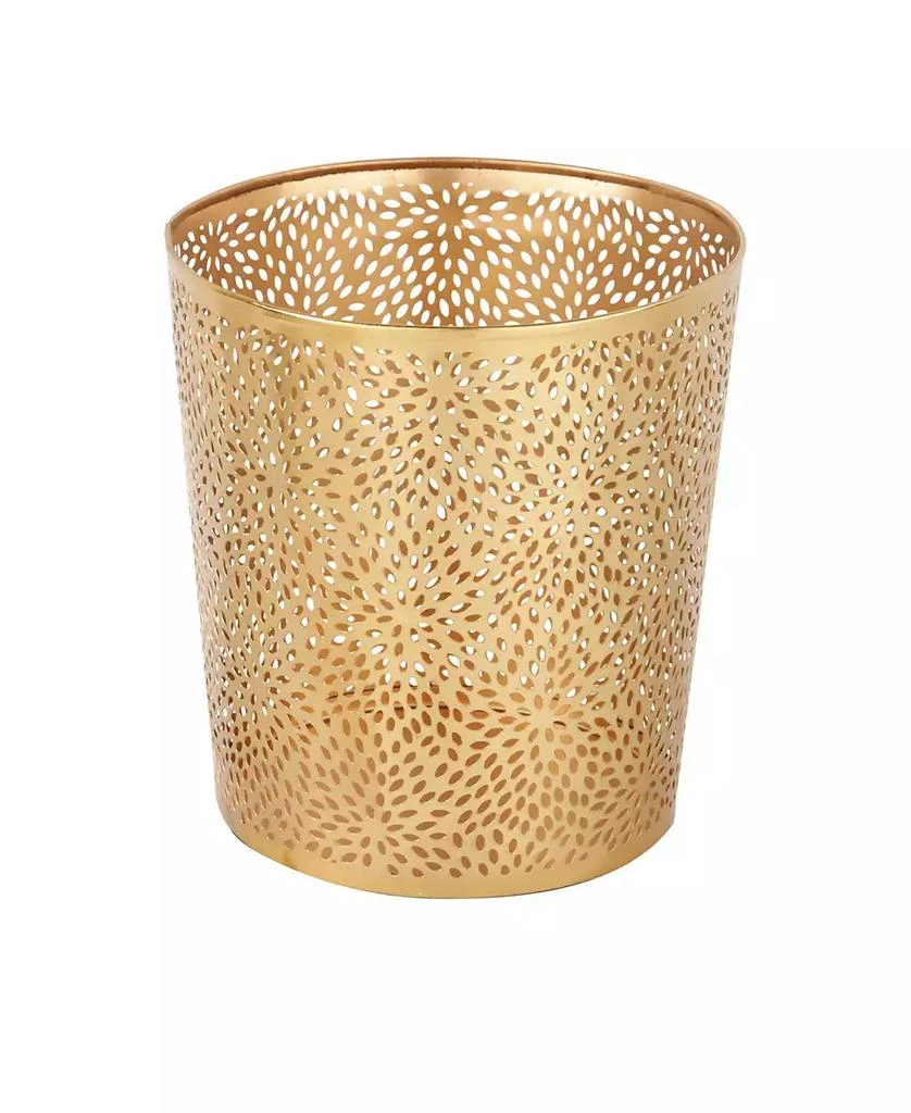商品CosmoLiving|Small, Round, Glam Style Metallic Pierced Metal Waste Basket with Chrysanthemum Pattern,价格¥645,第1张图片