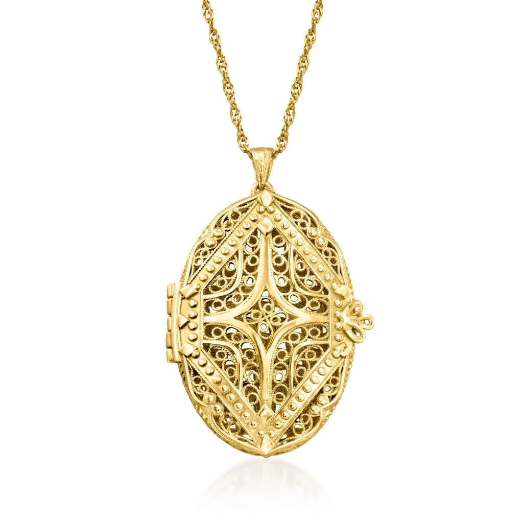 商品Ross-Simons|Ross-Simons 18kt Gold Over Sterling Filigree Locket Pendant Necklace,价格¥1335,第2张图片详细描述