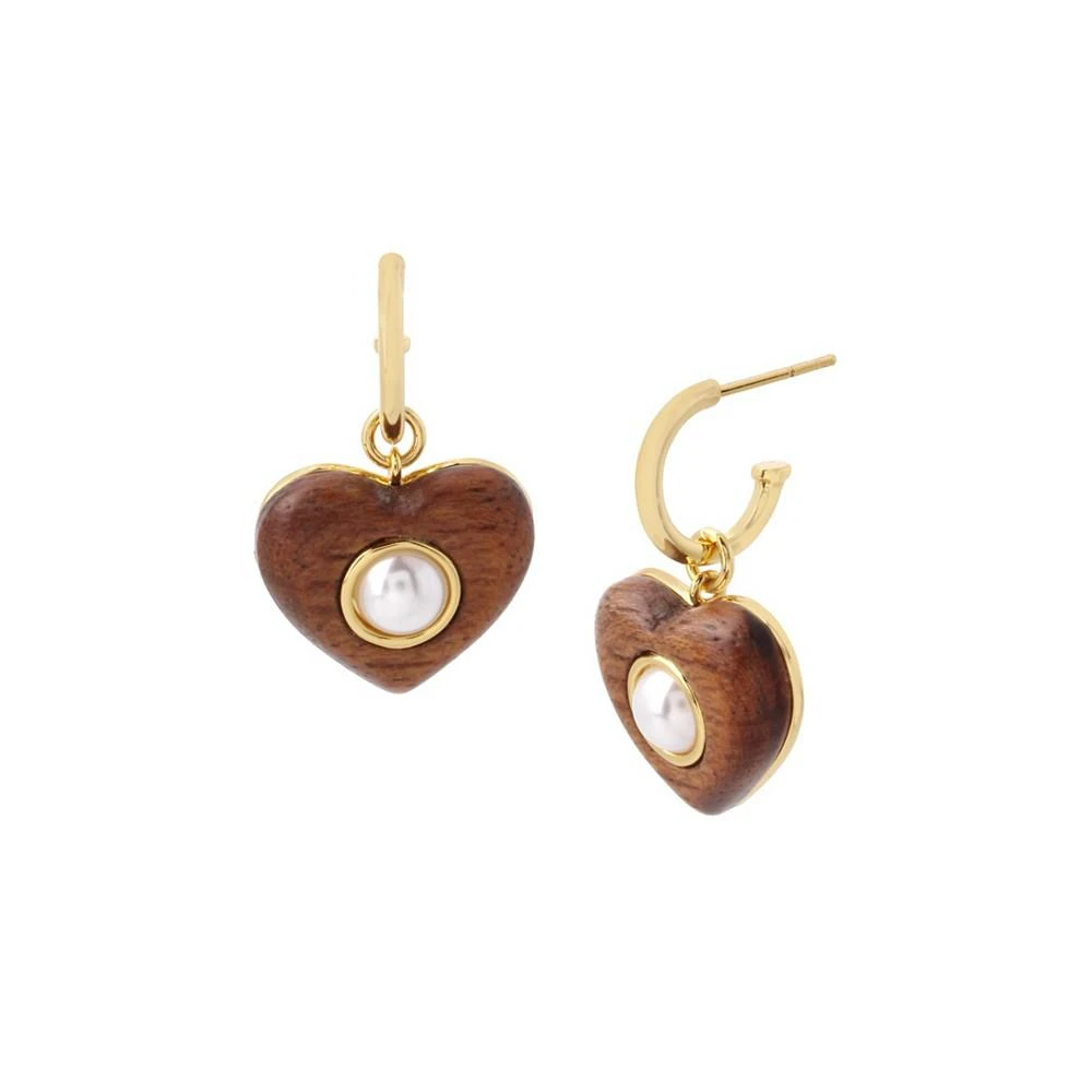 商品Coach|Women's Wooden Heart Huggie Earrings,价格¥342,第1张图片