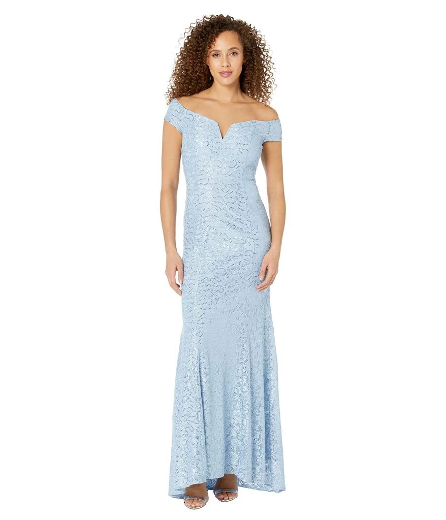 商品Vince Camuto|Off-the-Shoulder Gown with V Bar At Neck,价格¥514,第1张图片