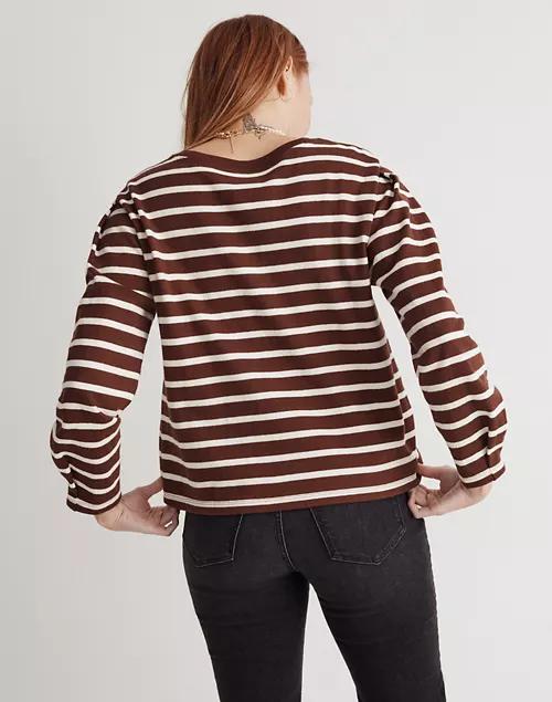 Pleated Long-Sleeve Tee in Stripe商品第3张图片规格展示