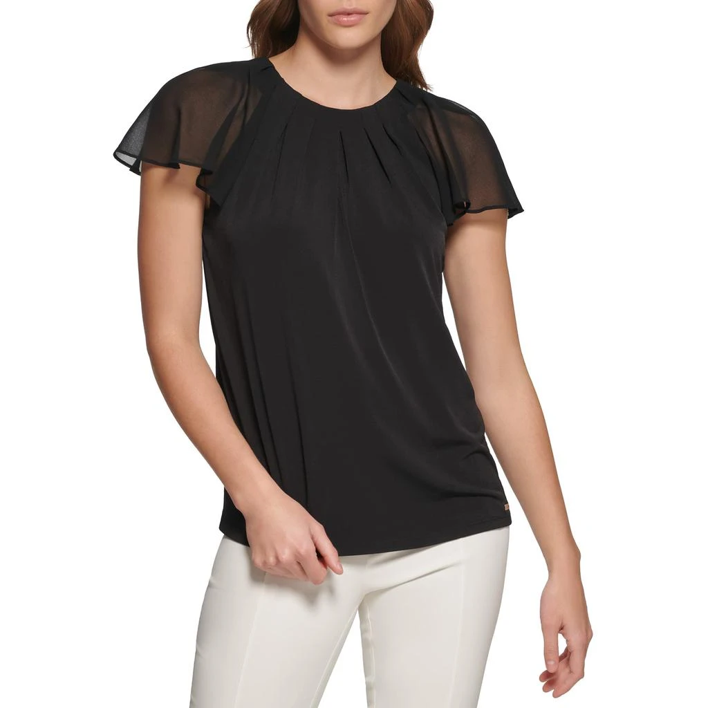 商品Calvin Klein|Chiffon Sleeve w/ Sheering,价格¥135,第1张图片