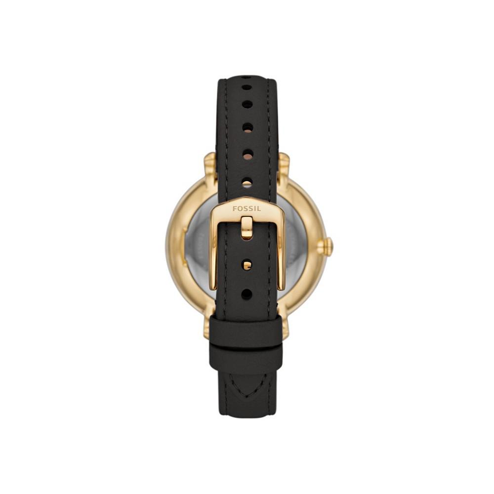 Women's Jaqueline Black Leather Strap Watch商品第2张图片规格展示