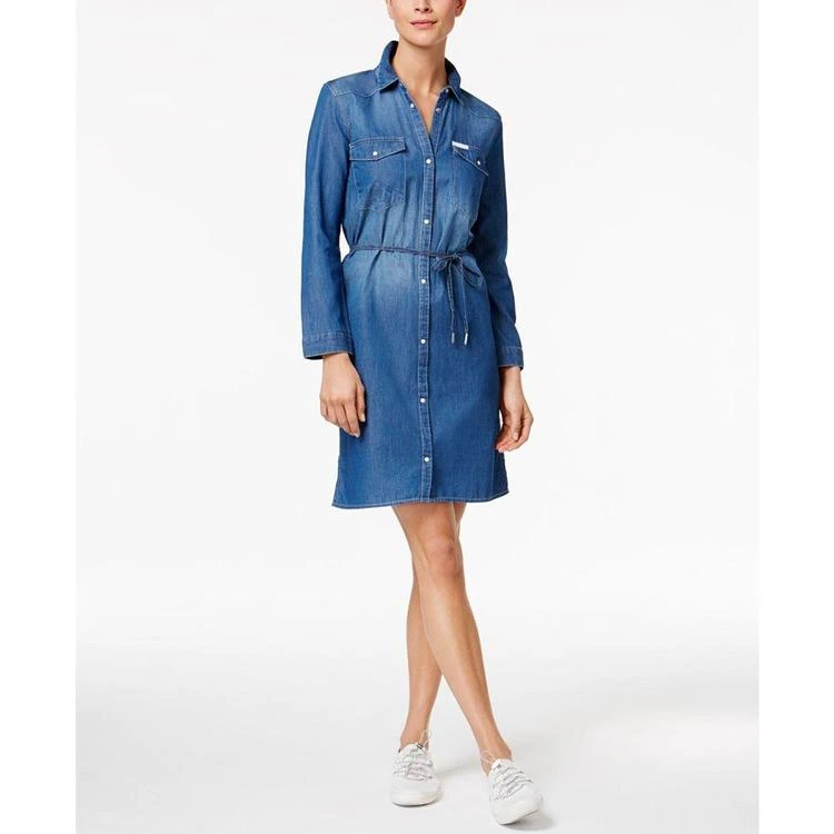 商品Calvin Klein|Cotton Denim Shirtdress,价格¥149,第1张图片