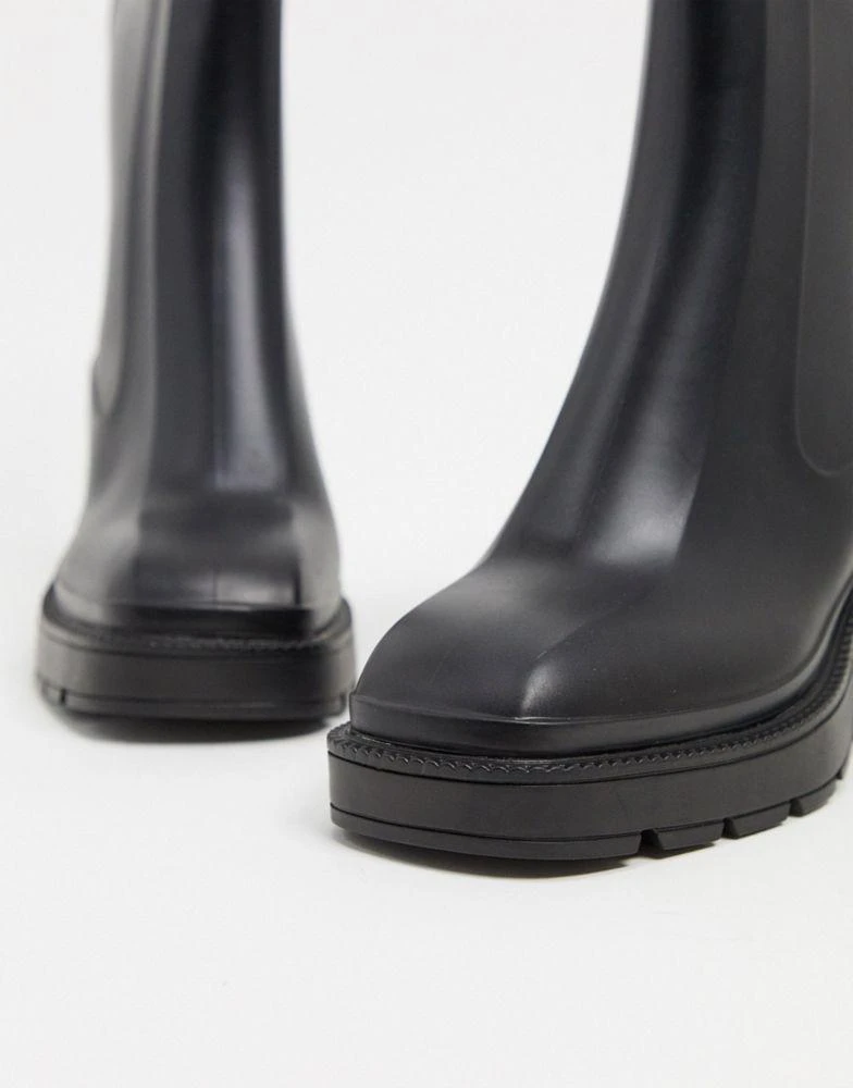 商品ASOS|ASOS DESIGN Grounded heeled rain boots in black,价格¥141,第2张图片详细描述