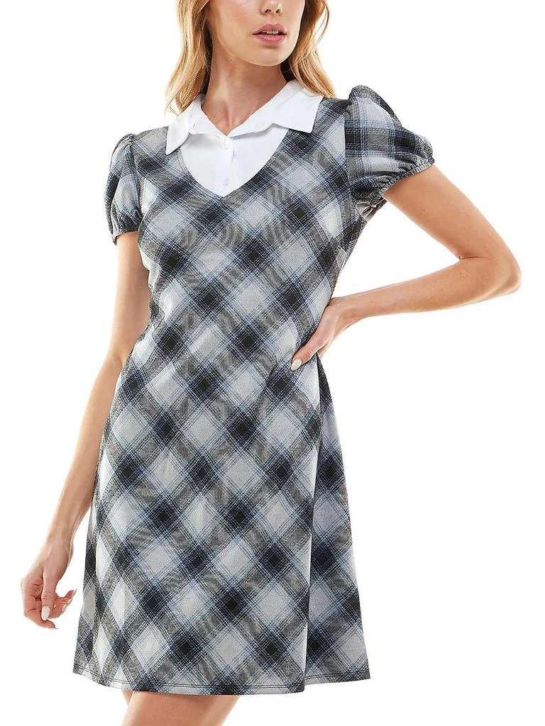 商品Planet Gold|Juniors Womens Plaid Mini Shirtdress,价格¥159,第1张图片