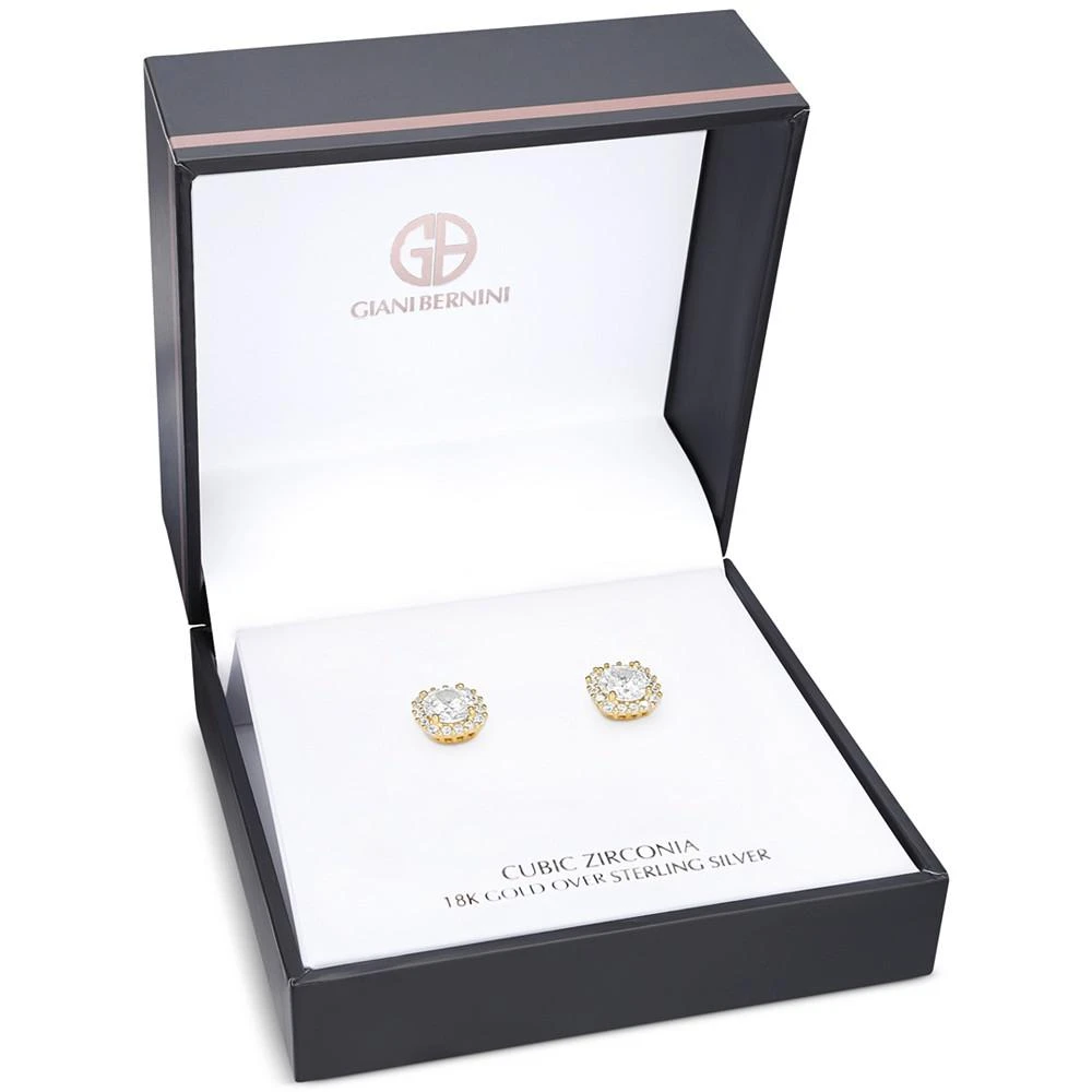 商品Giani Bernini|Cubic Zirconia Halo Stud Earrings in 18k Gold-Plated Sterling Silver, Created for Macy's,价格¥320,第2张图片详细描述