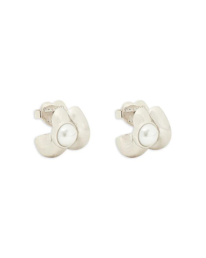 Keep Sparkling Imitation Pearl Double Huggie Hoop Earrings 商品