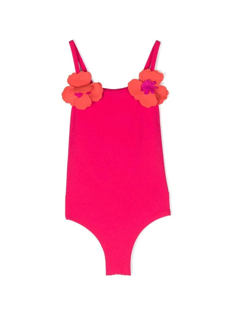 商品IL GUFO|One-piece Swimsuit With Applied Flowers In Strawberry And Orange,价格¥1060,第1张图片