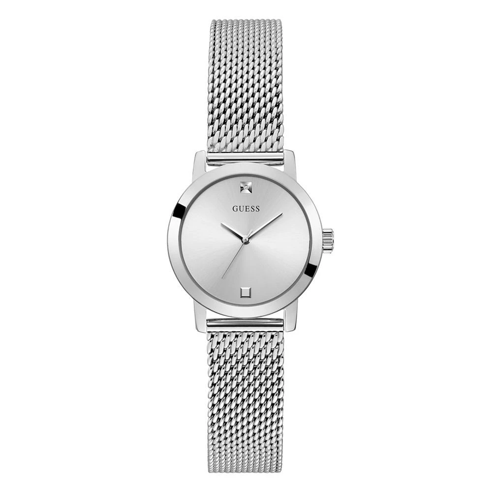 商品GUESS|Women's Silver-Tone Mesh Bracelet Watch 25mm,价格¥534,第1张图片