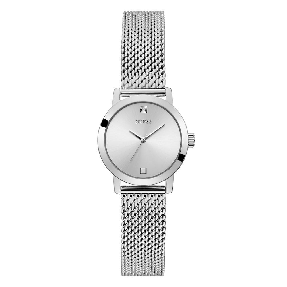商品GUESS|Women's Silver-Tone Mesh Bracelet Watch 25mm,价格¥706,第1张图片