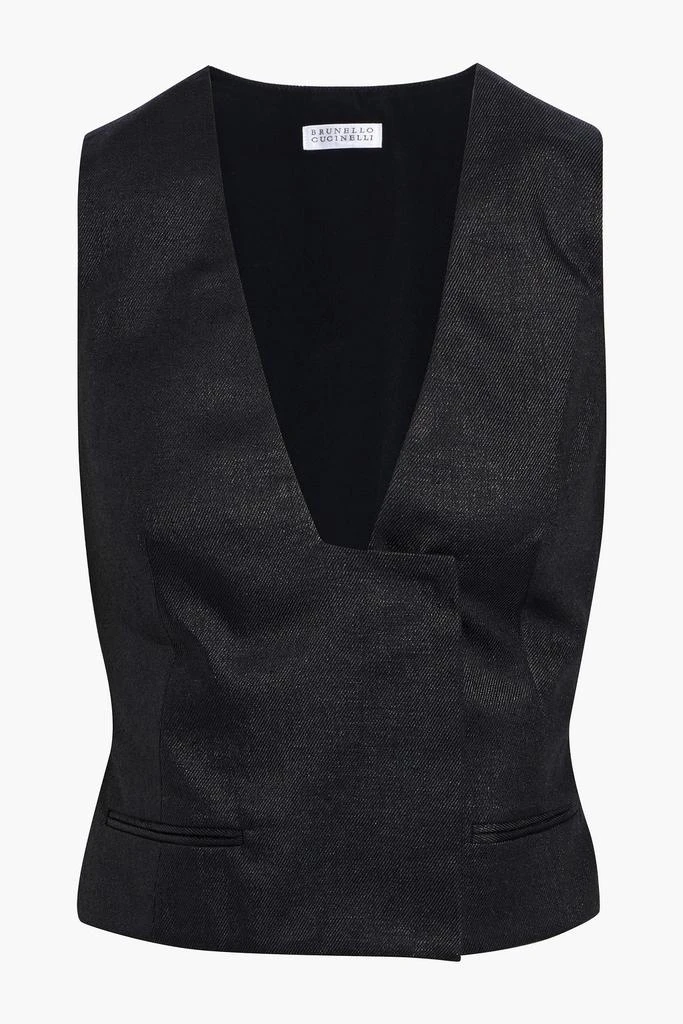 商品Brunello Cucinelli|Satin-paneled silk-blend twill vest,价格¥4804,第1张图片