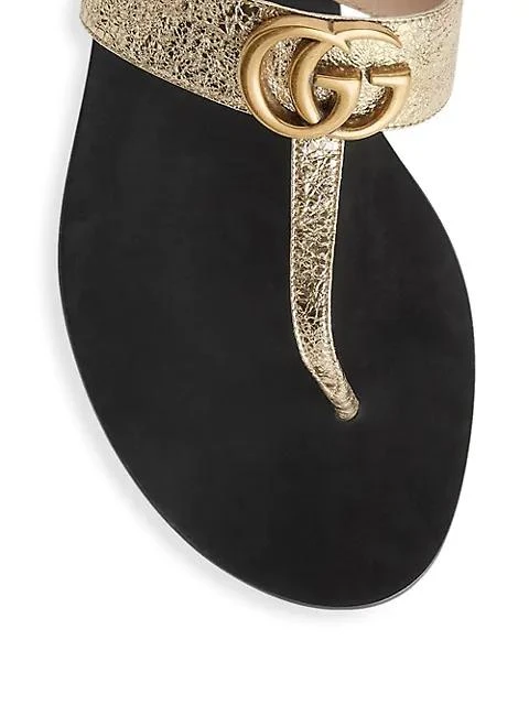 商品Gucci|Marmont Leather Thong Sandals With Double G,价格¥3915,第3张图片详细描述