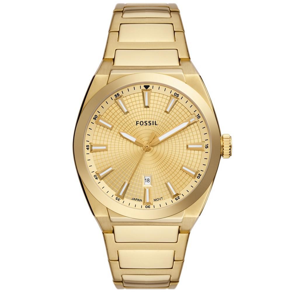 商品Fossil|Men's Everett Three-Hand Date Gold-Tone Stainless Steel Bracelet Watch, 42mm,价格¥1163,第1张图片