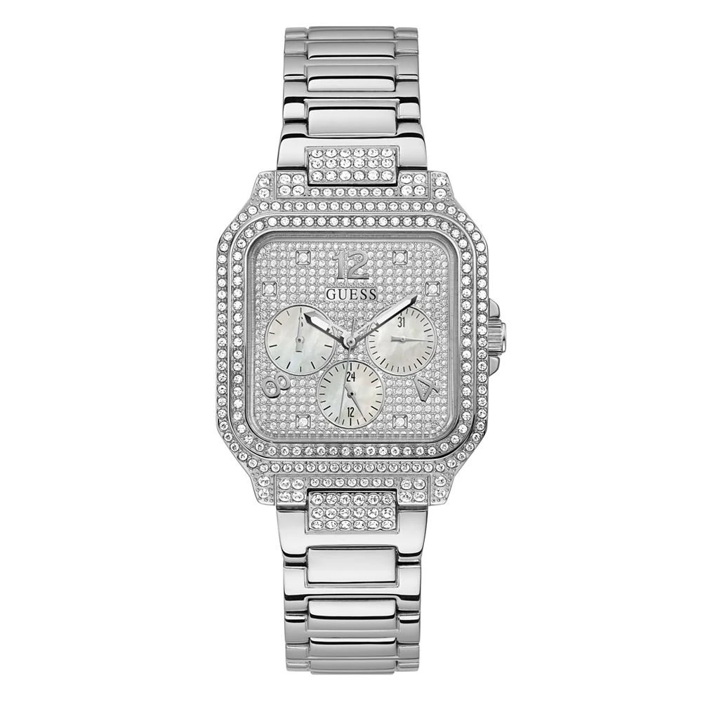 商品GUESS|Women's Glitz Silver-tone Stainless Steel Bracelet Watch 35mm,价格¥583,第1张图片