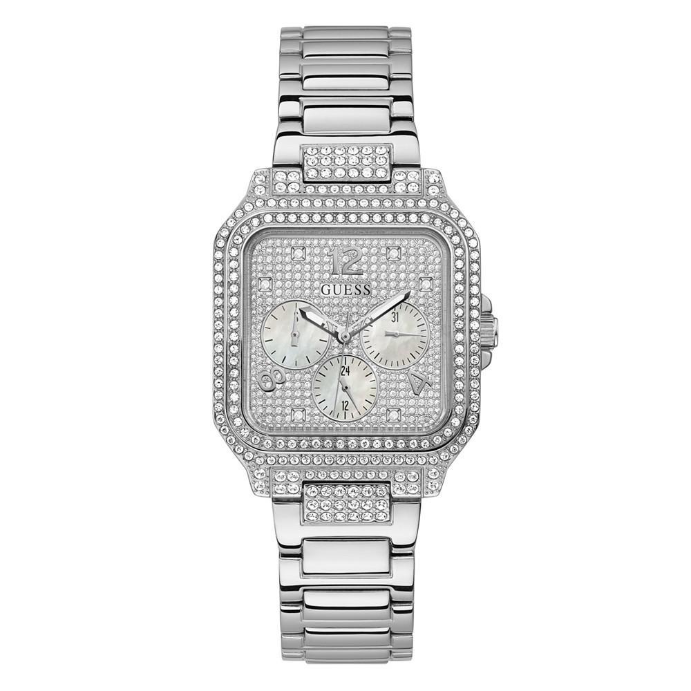 商品GUESS|Women's Glitz Silver-tone Stainless Steel Bracelet Watch 35mm,价格¥1464,第1张图片