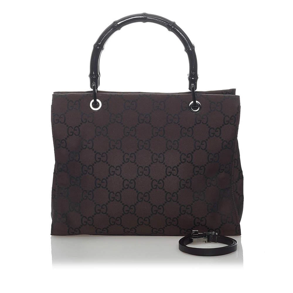 Gucci Brown/Black GG Nylon Bamboo Satchel 商品