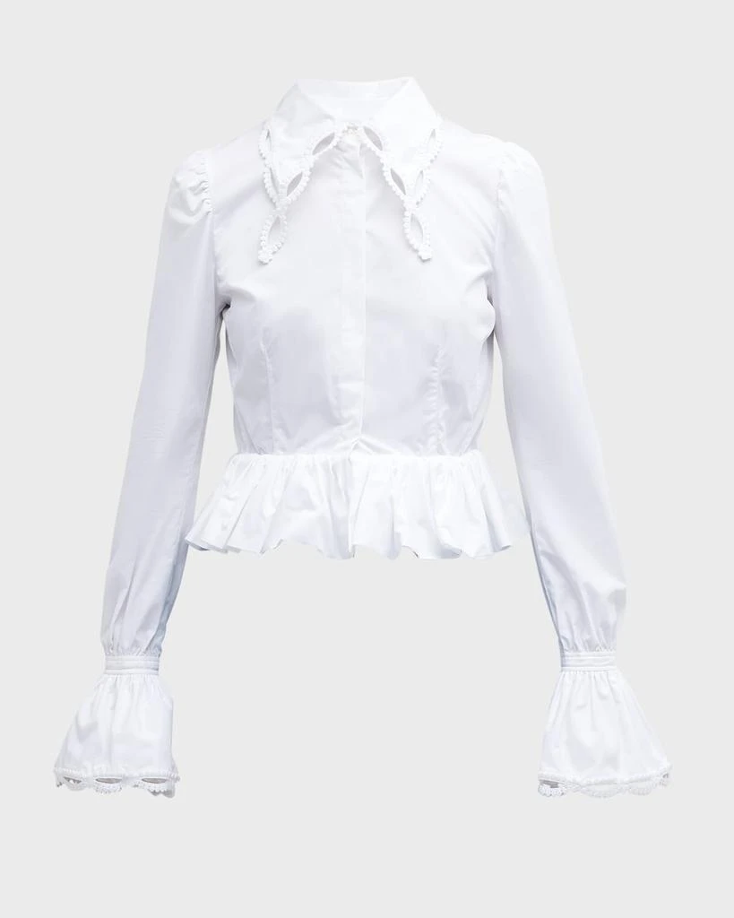 商品Paco Rabanne|Scalloped Embroidery Peplum Shirt,价格¥3982,第2张图片详细描述