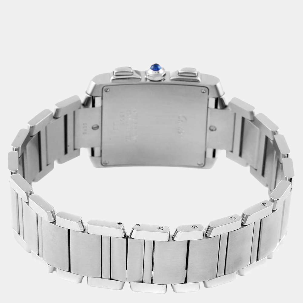 Cartier Silver Stainless Steel Tank Francaise W51001Q3 Quartz Men's Wristwatch 28 mm商品第4张图片规格展示