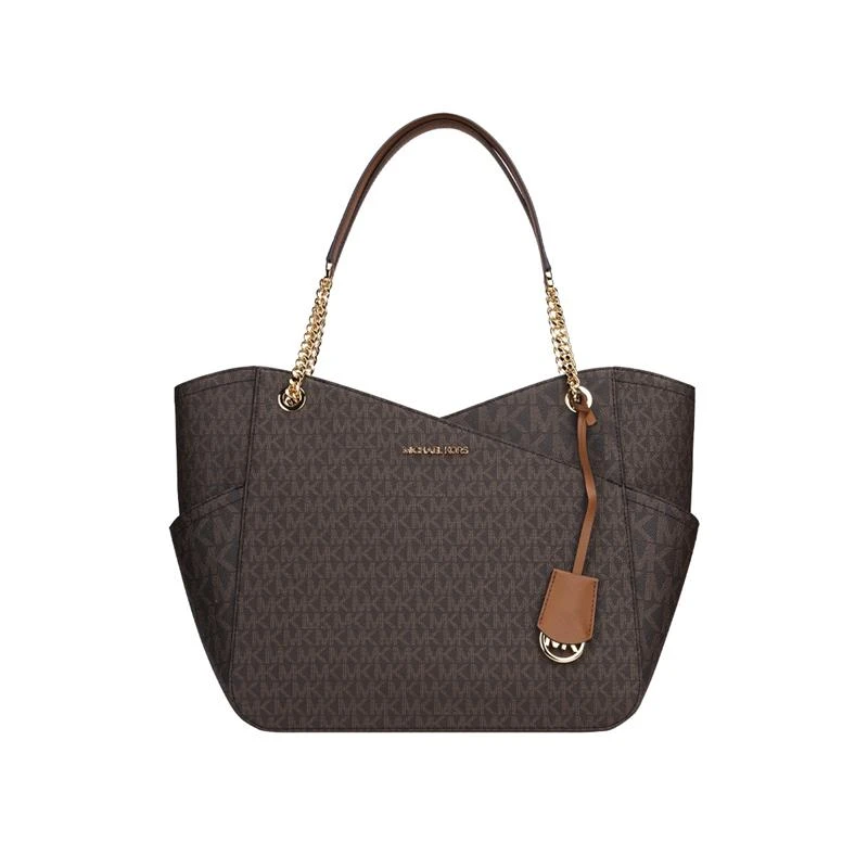 商品Michael Kors|Michael Kors 奥莱款 JET SET TRAVEL大号PVC老花单肩托特包 35F1GTVT3B BROWN,价格¥1267,第1张图片