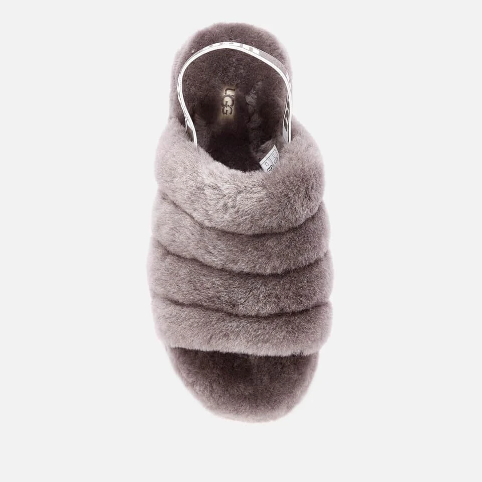 商品UGG|UGG WOMEN'S FLUFF YEAH SLIDE SHEEPSKIN SLIPPERS - CHARCOAL,价格¥571,第3张图片详细描述