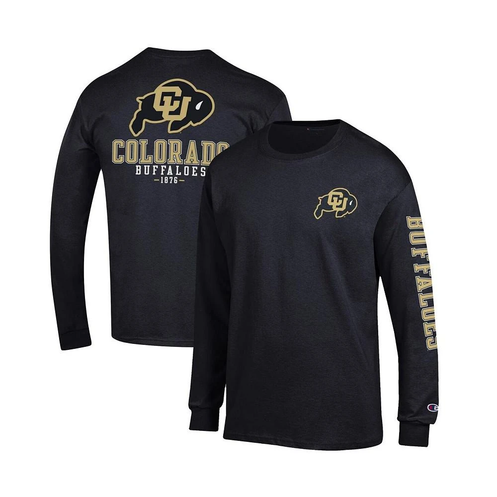 商品CHAMPION|Men's Black Colorado Buffaloes Team Stack Long Sleeve T-shirt,价格¥222,第1张图片