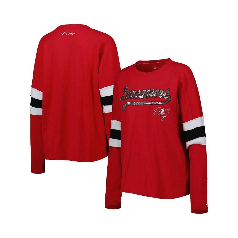 商品Tommy Hilfiger|Women's Red Tampa Bay Buccaneers Justine Long Sleeve Tunic T-shirt,价格¥413,第1张图片