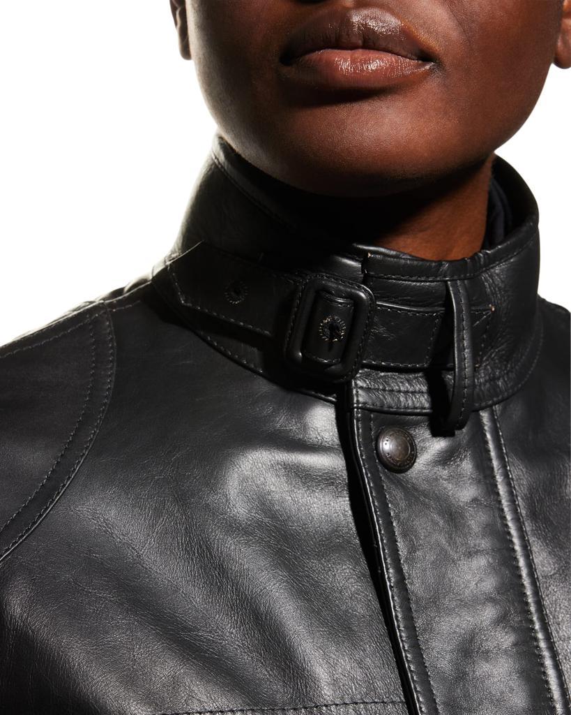 商品Ralph Lauren|Cadena Logo-Patch Belted Leather Moto Jacket,价格¥30809,第7张图片详细描述