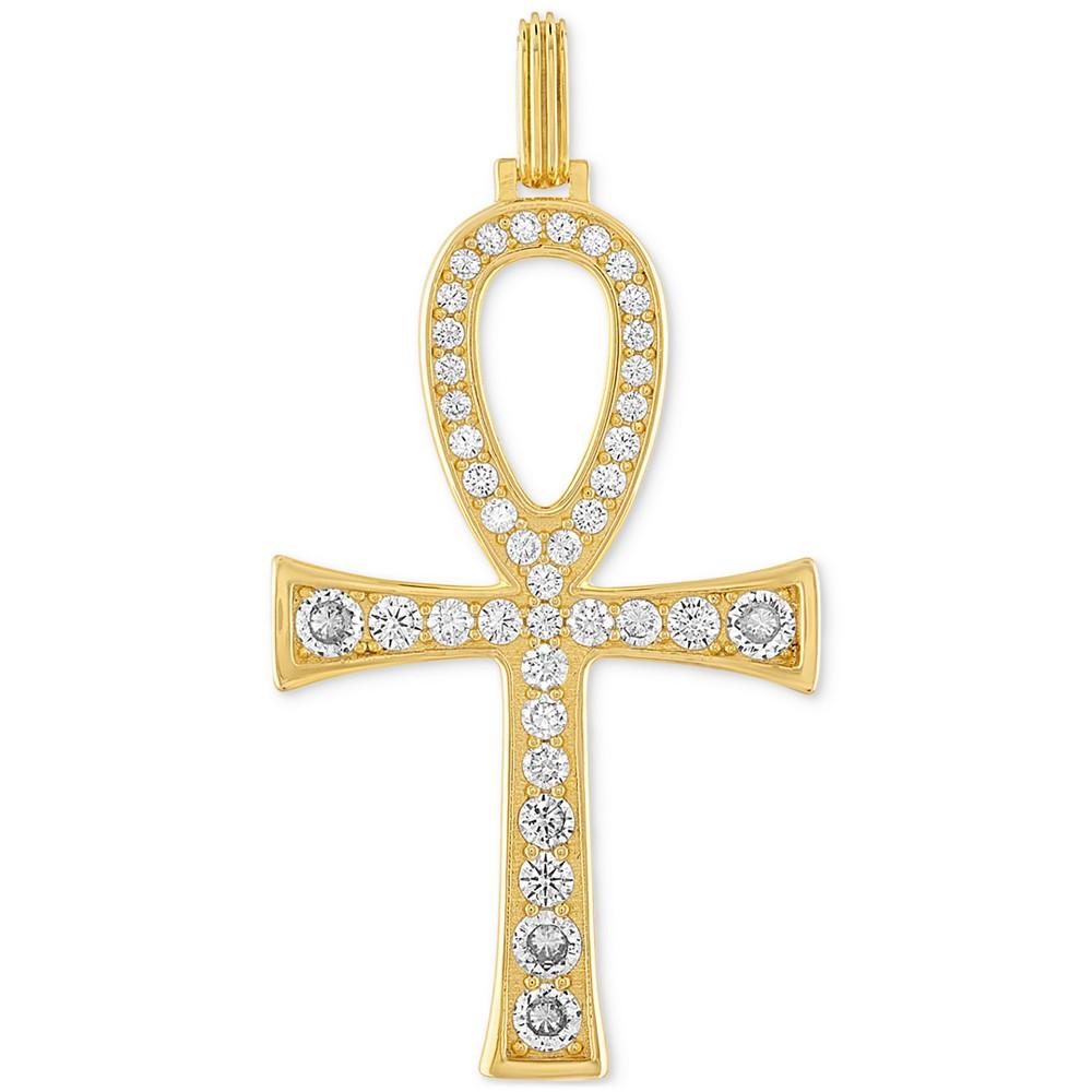 Cubic Zirconia Ankh Pendant in 14k Gold-Plated Sterling Silver, Created for Macy's商品第1张图片规格展示