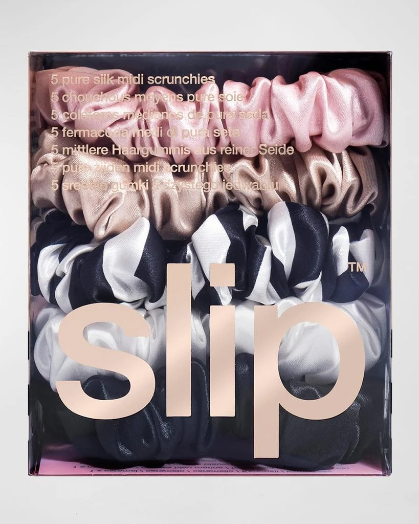 商品Slip|Pure Silk Midi Scrunchie Set of 5,价格¥391,第2张图片详细描述