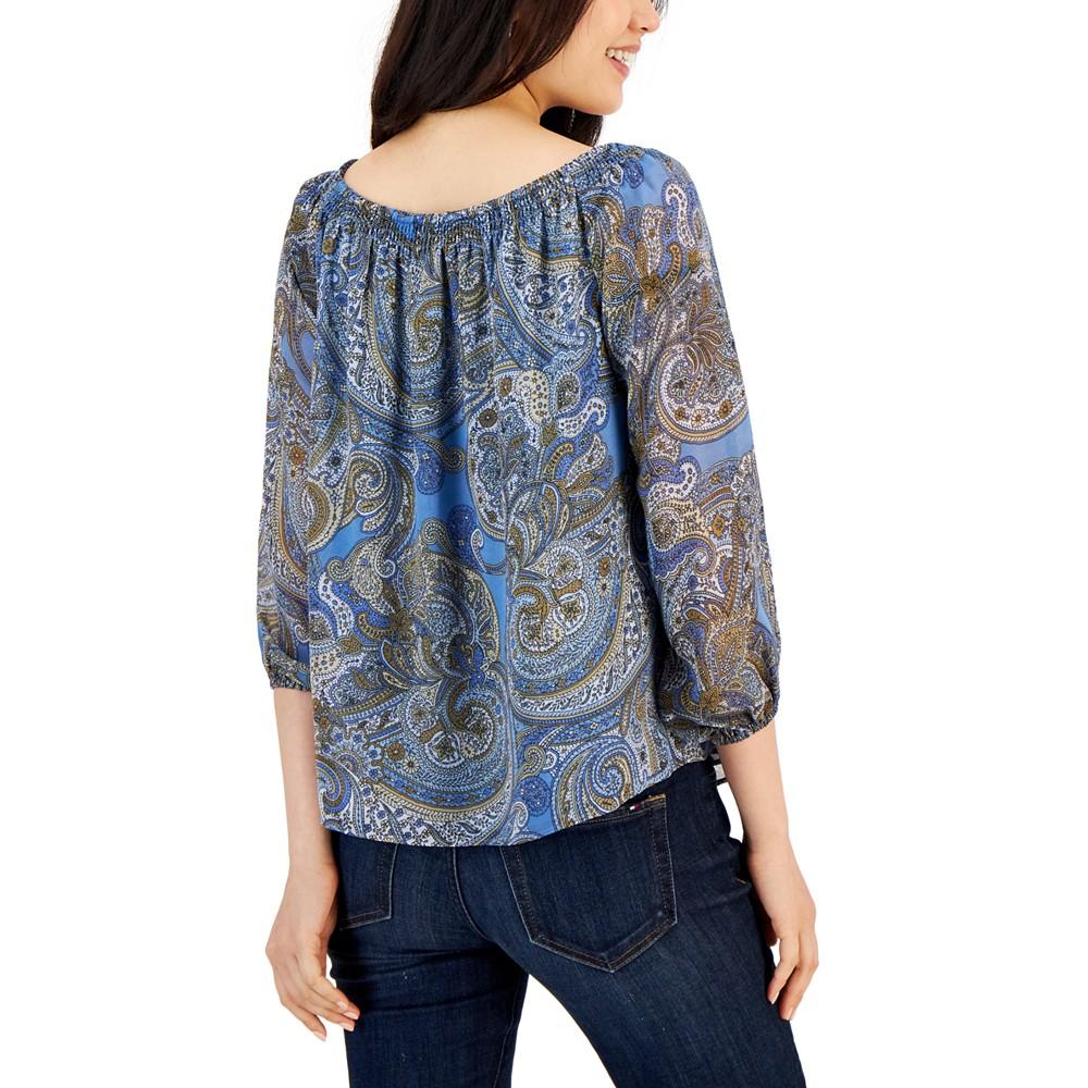 Women's Paisley-Print 3/4-Sleeve Top商品第2张图片规格展示