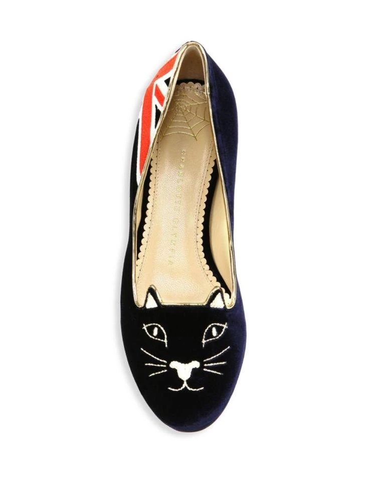 商品Charlotte Olympia|Great Britain Velvet Kitty Flats,价格¥1756,第4张图片详细描述