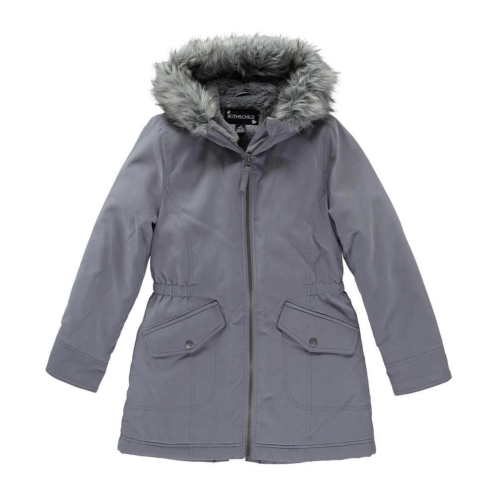 商品S Rothschild & CO|S. Rothschild Big Girls Micro Parka with Faux Fur Lining Jacket,价格¥248,第1张图片