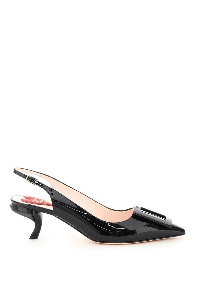 商品Roger Vivier|Roger Vivier Virgule Lacquered Buckle Slingback Pumps,价格¥7011,第1张图片