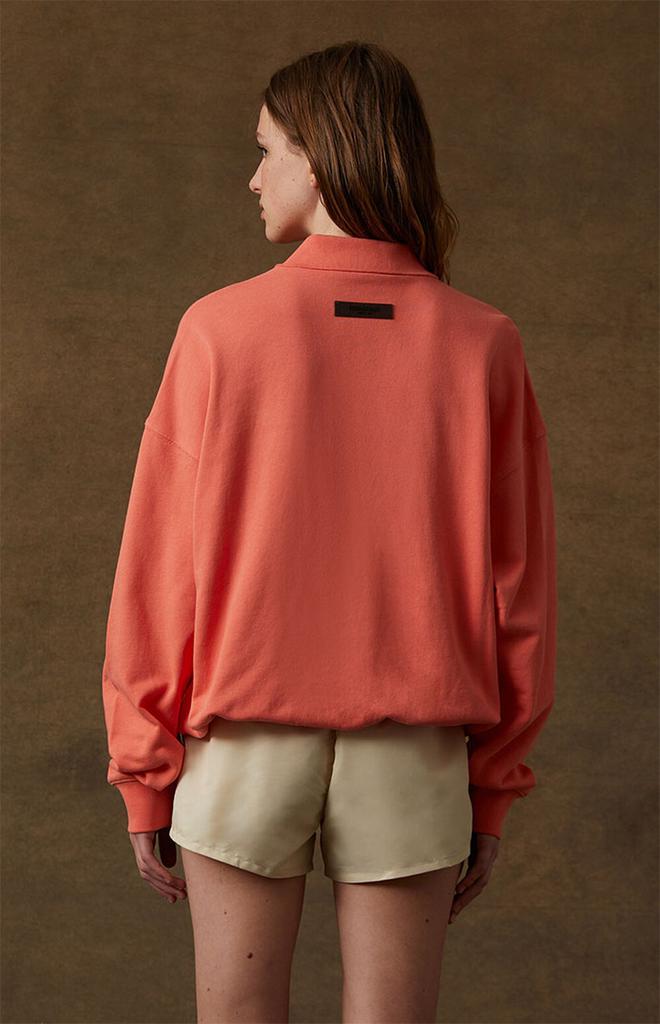 Women's Coral Long Sleeve Polo Sweatshirt商品第4张图片规格展示