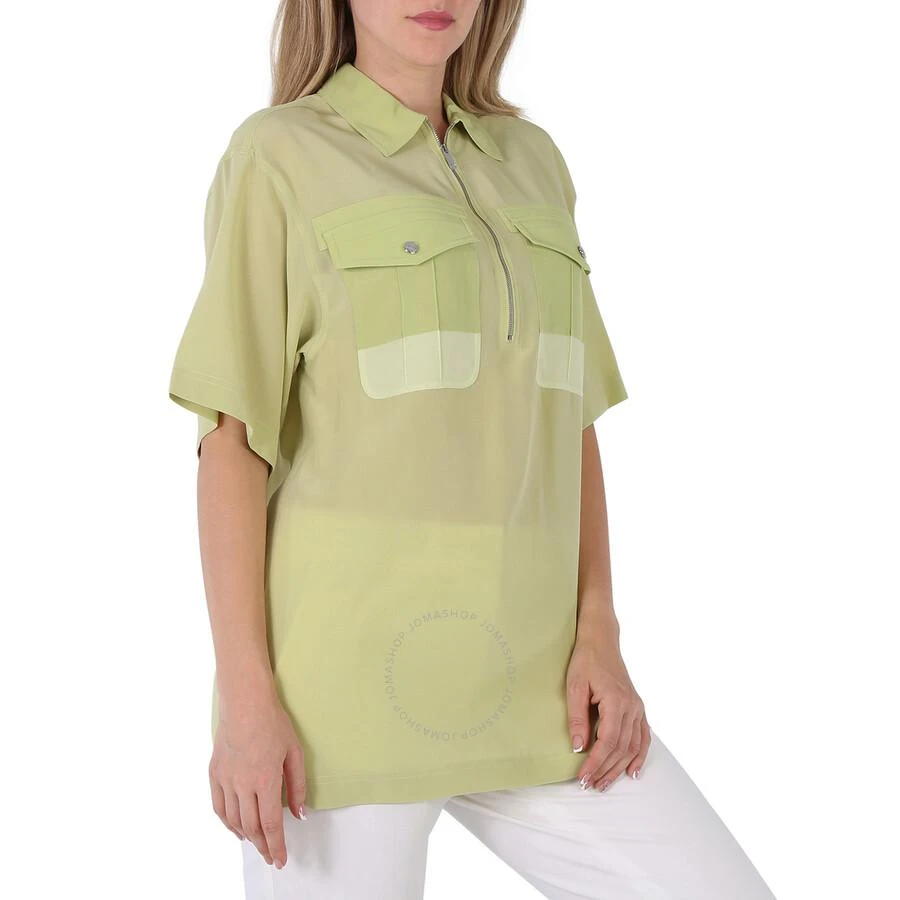 商品Burberry|Ladies Mist Green Ilona Zip-front Silk Bowling Shirt,价格¥1251,第2张图片详细描述