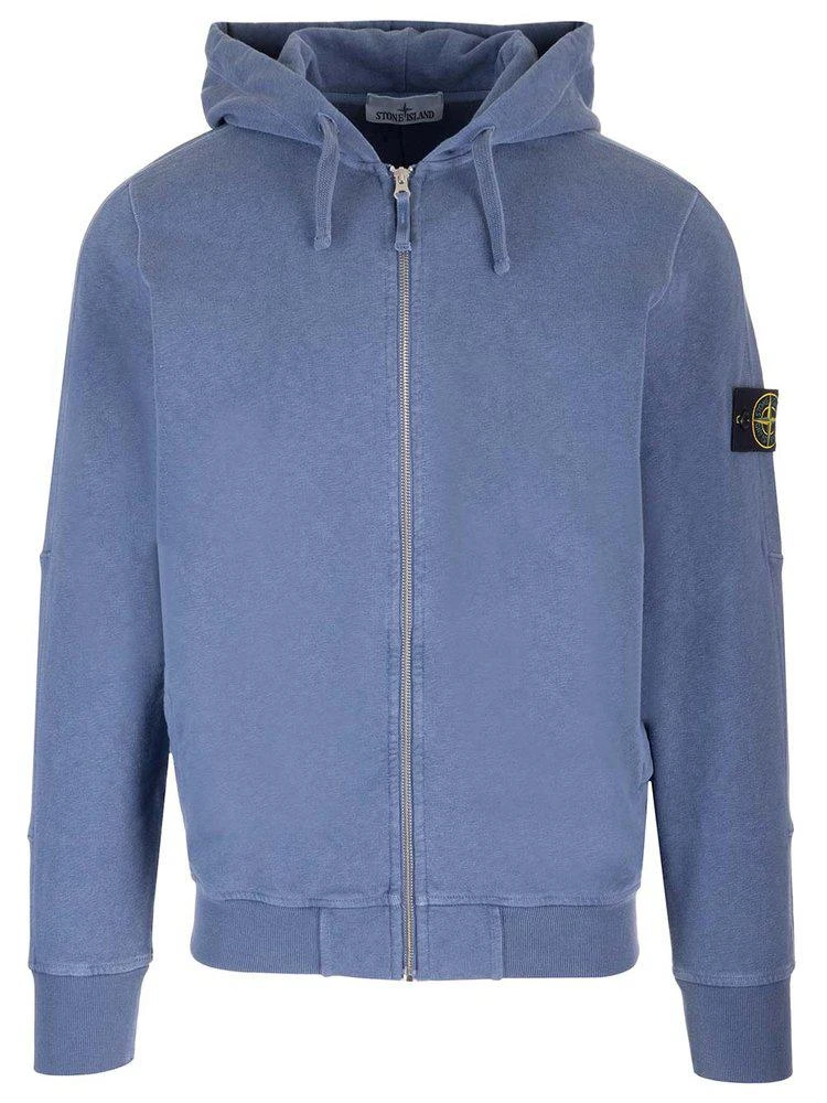 商品Stone Island|Stone Island Logo Patch Zipped Hoodie,价格¥2576,第1张图片