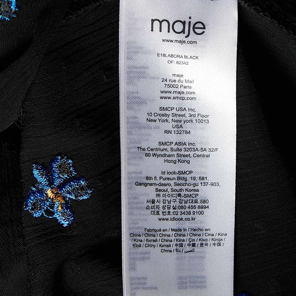 商品[二手商品] Maje|Maje Black Dotted Embroidered Crepe Ruffled Top L,价格¥975,第5张图片详细描述
