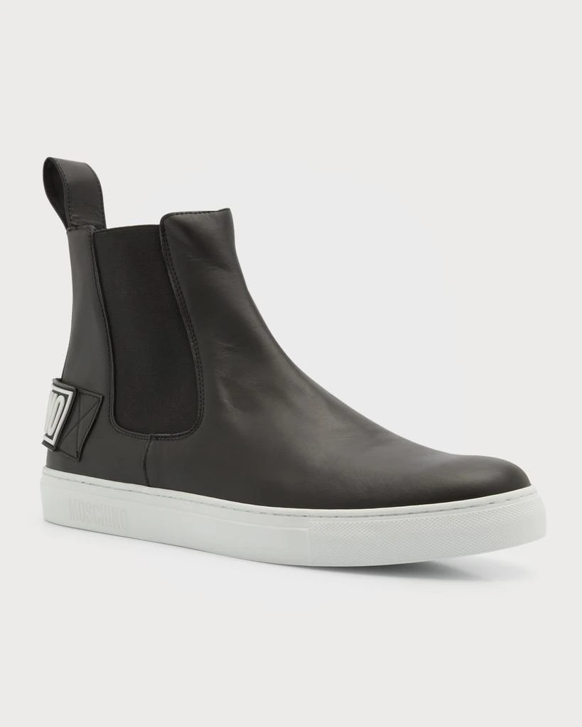 商品Moschino|Men's Logo Leather Chelsea Boot Sneakers,价格¥2971,第2张图片详细描述