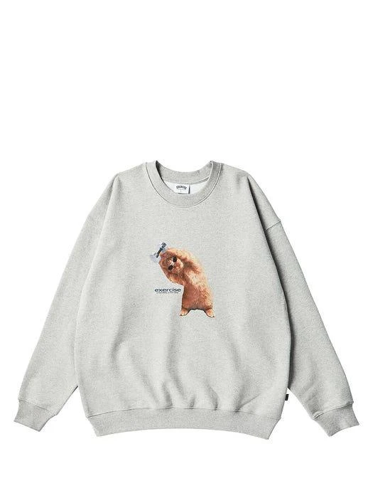 商品Exercise|Dumbbell Cat Sweatshirt (Gray),价格¥645,第3张图片详细描述
