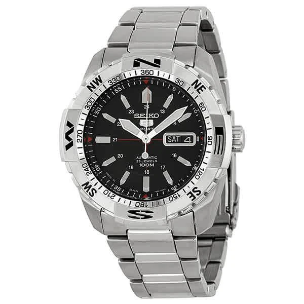 商品Seiko|Seiko 5 Automatic Black Dial Stainless Steel Mens Watch SNZJ05J1,价格¥1408,第1张图片